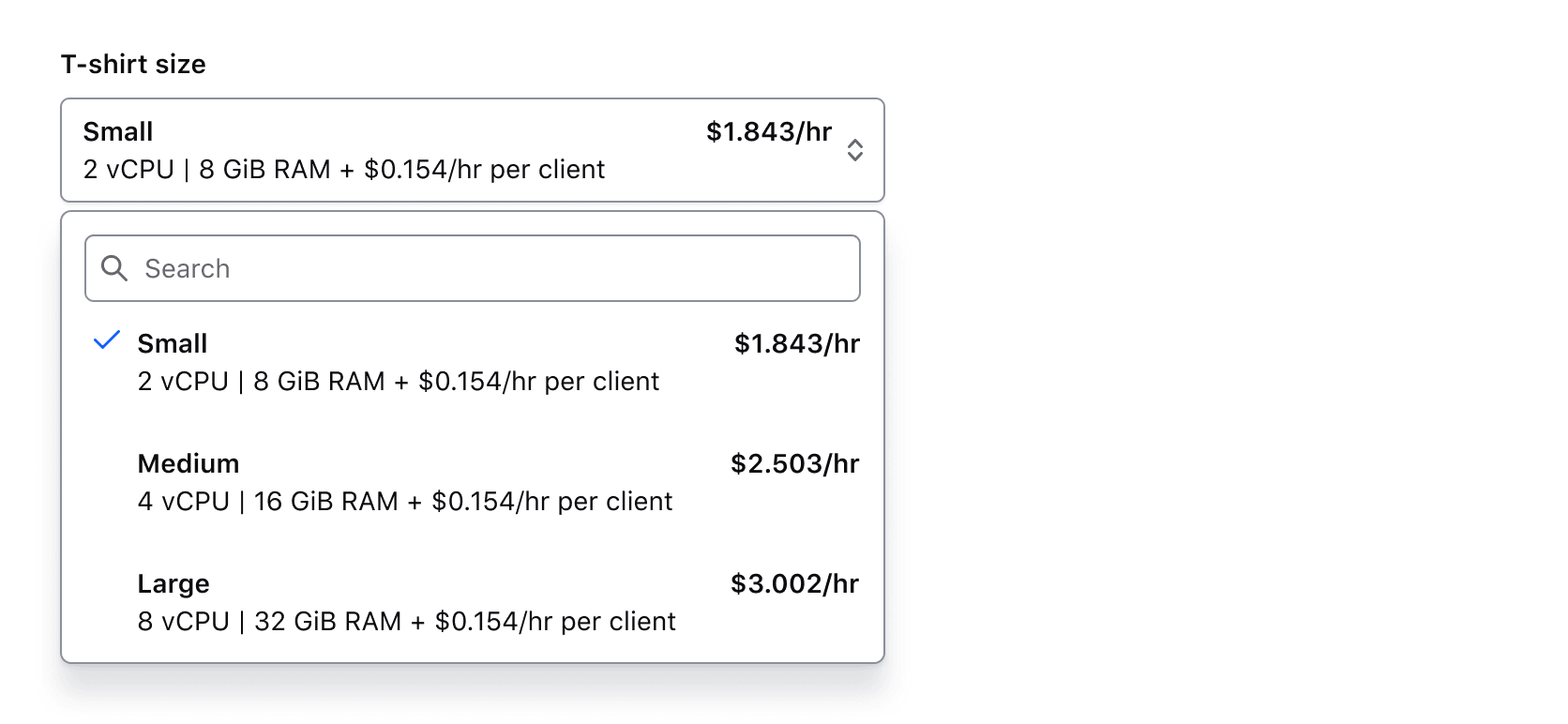 Search enabled before the list in both Single and Multiple components