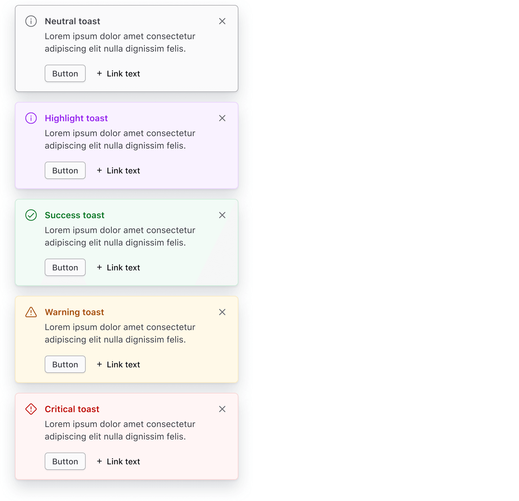 The color argument changes the background and title color: neutral is grey, highlight is purple, success is green, warning is orange, critical is red.
