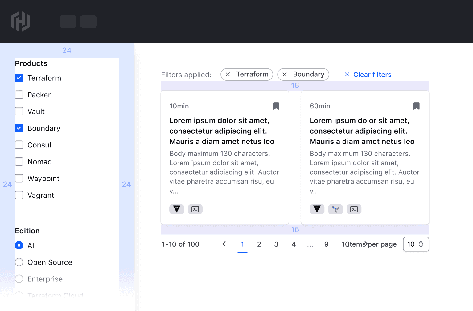 Sidebar spacing page level